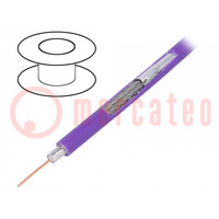Wire: coaxial; RG59; solid; Cu; PVC; violet; 100m; Øcable: 6.1mm