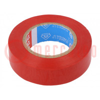 Tape: electro-isolatie; W: 15mm; L: 10m; Thk: 0,15mm; rood; zacht PVC