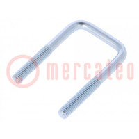 U-bolt; C; 1; steel; zinc; Thread len: 27mm; Int.width: 28mm; square