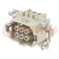 Connector: HDC; female; PIN: 6; size 6; contact insert; 600V; 16A