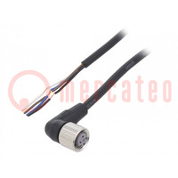 Connection lead; M12; PIN: 4; angled; Len: 2m; plug; 4A; -10÷80°C; PVC