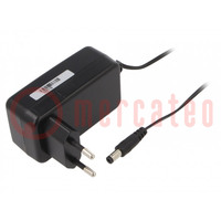 Power supply: switching; mains,plug; 12VDC; 2A; 24W; Plug: EU; 86.2%