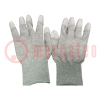 Beschermende handschoenen; ESD; S; koper,polyamide; grijs; <10GΩ