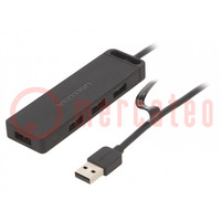 Hub USB; USB A socket x4,USB A plug; USB 2.0; PnP; black; 480Mbps