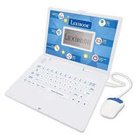 LEXIBOOK ORDINATEUR PORTABLE EDUCATIF ET BILINGUE ALLEMAND/ANGLAIS 124 ACTIVITÉS APPRENDRE, JOUER À JEUX ET MUSIQUE BLEU/BLANC,