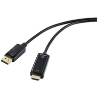 RENKFORCE DISPLAYPORT / HDMI CâBLE ADAPTATEUR FICHE MâLE DISPLAYPORT, FICHE MâLE HDMI-A 1.00 M NOIR RF-5179186 GAINE EN PVC C