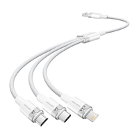 VENTION CABLE USB 2.0 A MACHO A 3 EN 1 USB-C Y LIGHTNING Y MICRO-B MACHO 3 A, 1,5 M, TIPO ALEACIÓN DE ALUMINIO BLANCO