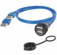 Encitech 1310-1028-01 câble USB 0,5 m USB 2.0 2 x USB A Noir, Bleu
