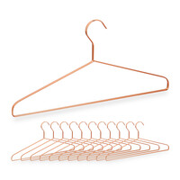 Relaxdays Kleiderbügel, 12er Set, für Hemden, Jacken & Hosen, platzsparend, Metall, 42 cm breit, schöne Bügel, kupfer