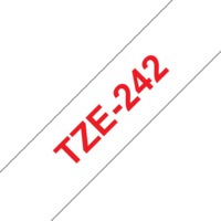BROTHER szalag TZe-242, Fehér alapon Piros, Laminált, 18mm 0.7", 8 méter