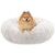 BLUZELLE Dog Bed for Small Dogs & Cats, 24" Donut Dog Bed Washable, Round Plush Dog Pillow Fluffy Cat Bed Cat Pillow, Calming Pet Mattress Soft Pad Comfort No-Skid Cream
