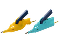 Miniatur-Klemmprüfspitze, grün/gelb, max. 0,8 mm, L 30 mm, CAT O, Stift 0,73 mm,