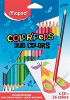 Színes ceruza készlet, háromszögletű, kétvégű, MAPED "Color`Peps Duo", 36 különböző szín