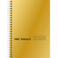 Buchkalender futura 2 A5 1 Woche/2 Seiten Glanzkarton-Einband gold 2025