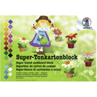 Tonkarton Block Super 220g/qm 24x34cm VE=25 Bogen 25 Farben sortiert