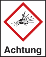 Gefahrenpiktogramm - Achtung, Rot/Schwarz, 11.5 x 8.2 cm, Folie, Selbstklebend