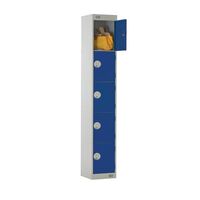 Coloured door lockers with standard top, 5 blue doors, 300 x 450mm