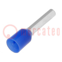 Terminale: boccola; isolata; rame; 2,5mm2; 12mm; stagnato; azzurro