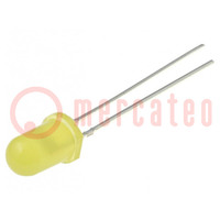 LED; 5mm; yellow; 100÷130mcd; 60°; Front: convex; 12V; No.of term: 2