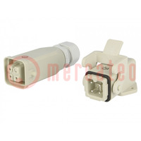 Connector: HDC; male + female; plug + socket,complete set; PIN: 4