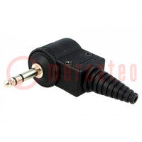 Connector: Jack 6,3mm; plug; stereo; ways: 3; angled 90°; Jumbo