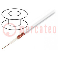 Cordon: concentrique; RG59-flex; corde; OFC; 0,22mm2; PVC; blanc