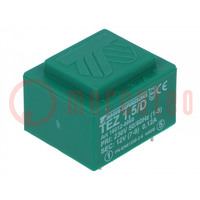 Transformer: encapsulated; 1.5VA; 230VAC; 12V; 125mA; PCB; IP00