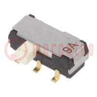 Switch: slide; Pos: 2; DPDT; 0.2A/12VDC; ON-ON; SMT; Leads: straight