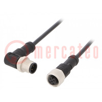 Cable: for sensors/automation; PIN: 4; M12-M12; 1m; plug; plug; 250V