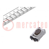 Microswitch TACT; SPST; Pos: 2; 0.05A/12VDC; SMT; 2.6N; 2.5mm; black