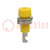Socket; 2mm banana; 10A; yellow; on panel,screw; insulated