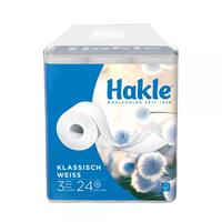 Hakle Klassisch Weiß Toilettenpapier, 3-lagig, 1 VE = 24 Rollen à 150 Blatt
