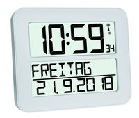 TFA-Dostmann 60.4512.02 napelemes rádiós vezérlésű óra Digitális ébresztőóra Fehér