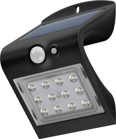 Goobay LED-Solar-Wandleuchte mit Bewegungsmelder, 1,5 W, schwarz, 220 lm, 4000 K, 80 Ra, IP65, 1200 mAh Li-Ion