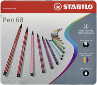 STABILO Pen 68, premium viltstift, metalen etui met 20 kleuren