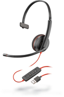 POLY Blackwire C3210 Headset Vezetékes Fejpánt Hívás/zene USB A típus Fekete, Vörös