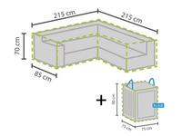 Schutzhülle 215x215cm für L-förmiges Garten Lounge Set + Hülle für 6-8 Kissen