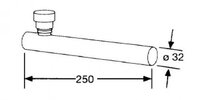 Abgangsrohr 32 x 250 mm chrom mit Rohrbelüfter