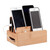 Relaxdays Bambus Ladestation, Schreibtisch Handyhalter f. 6 Geräte, Holz Kabelbox f. Ordnung, HBT 9 x 17 x 13 cm, natur