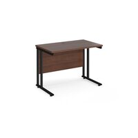 Maestro 25 straight desk 1000mm x 600mm - black cantilever leg frame and walnut