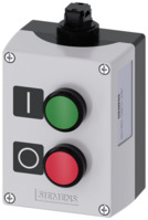 AS-Interface-Gehäuse, 2 Drucktaster grün/rot, 1 Schließer + 1 Öffner, 3SU1802-0A