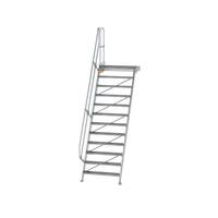 Treppe mit Plattform 60° Stufenbreite 1000 mm, 12 Stufen, Aluminium geriffelt