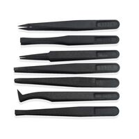 7 in 1 Black Plastic Tweezers MSPP70476, Black, Flat, Curved, Straight, 100 g Tweezers