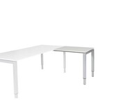 Stretto Verstelbare Aanbouwtafel, 80 x 60 cm, Wit Blad, Aluminium Poten