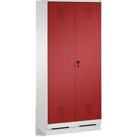 EVOLO storage cupboard, doors close in the middle, with plinth
