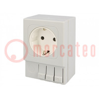 F-type socket; 250VAC; 16A; IP20; for DIN rail mounting