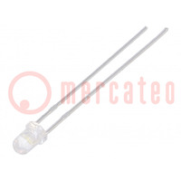 LED; 3mm; bianco freddo; 1600÷2500mcd; 40°; Frontale: convesso