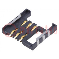 Connector: for cards; SIM; without ejector; SMT; gold flash; PIN: 6