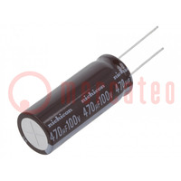 Condensador: electrolítico; low ESR; THT; 470uF; 100VDC; Ø16x40mm