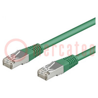 Patch cord; SF/UTP; 5e; filo cordato; CCA; PVC; verde; 1m; 26AWG
